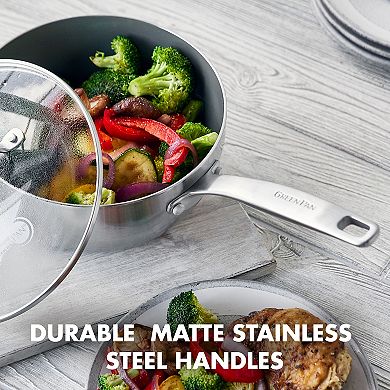 GreenPan Chatham Tri-Ply Stainless Steel Healthy Ceramic Nonstick 2.5-qt. Saucepan with Lid