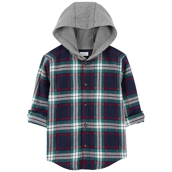 Baby Boy Carter's Hooded Flannel Button-Front Shirt