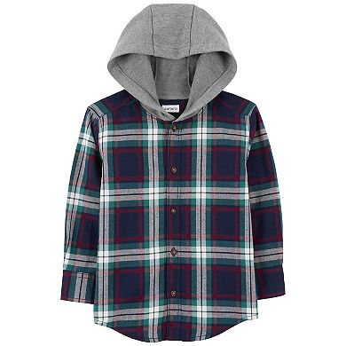 Baby Boy Carter's Hooded Flannel Button-Front Shirt
