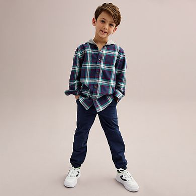 Boys 4-14 Carter's Hooded Flannel Button-Front Shirt