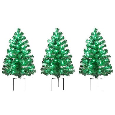 Mr. Christmas Alexa Enabled 2.5-ft. Pathway Artificial Christmas Tree Garden Stake 3-piece Set