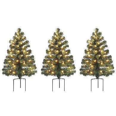 Mr. Christmas Alexa Enabled 2.5-ft. Pathway Artificial Christmas Tree Garden Stake 3-piece Set