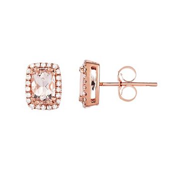 Oro Leoni 14k Rose Gold 1/8 Carat T.W. Diamond & Morganite Stud Earrings