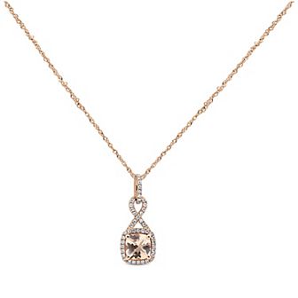 Oro Leoni 14k Rose Gold Morganite & 1/6 Carat T.W. Diamond Pendant Necklace