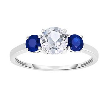 Oro Leoni 14k White Gold White Topaz & Sapphire Ring
