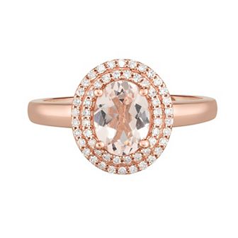 Oro Leoni 14k Rose Gold Morganite & 1/5 Carat T.W. Diamond Ring