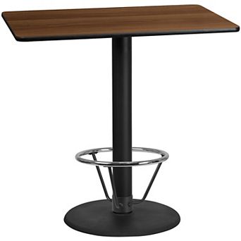 Emma and Oliver 30"x48" Black Laminate Bar Table Top-24"RD Base/Foot Ring