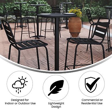 Emma and Oliver 23.25" Round Aluminum Indoor-Outdoor Bar Height Table with Flip-Up Table