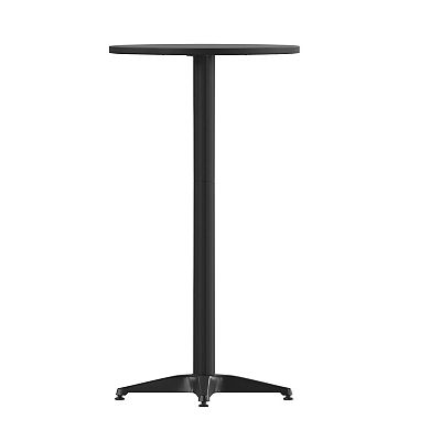 Emma and Oliver 23.25" Round Aluminum Indoor-Outdoor Bar Height Table with Flip-Up Table