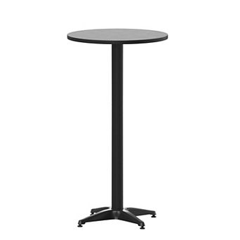 Emma and Oliver 23.25" Round Aluminum Indoor-Outdoor Bar Height Table with Flip-Up Table