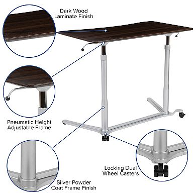 Emma and Oliver Sit-Down, Stand-Up Cherry Ergonomic Computer Desk - Standing Desk