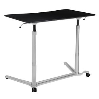 Emma and Oliver Sit-Down, Stand-Up Cherry Ergonomic Computer Desk - Standing Desk