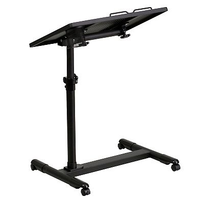 Emma and Oliver Black Adjustable Height Steel Mobile Computer Desk