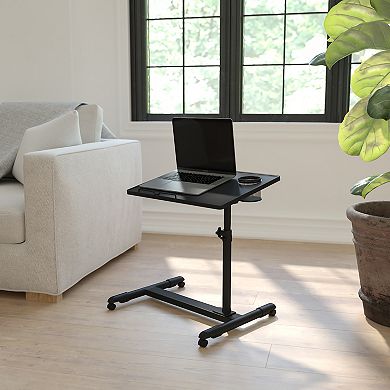 Emma and Oliver Black Adjustable Height Steel Mobile Computer Desk