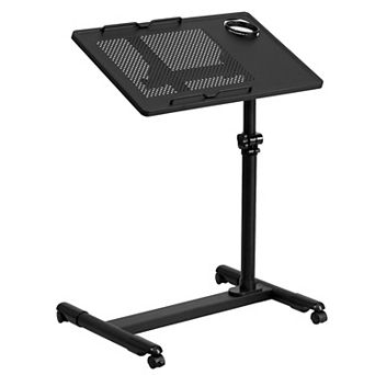 Emma and Oliver Black Adjustable Height Steel Mobile Computer Desk