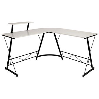 Emma and Oliver L-Shaped Computer Black Desk, Gaming Desk, Home Office Desk, Black Frame