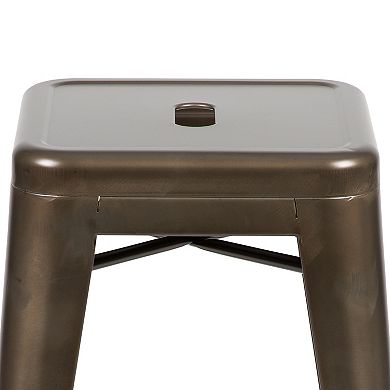 Emma and Oliver 4 Pack 24" High Metal Indoor Counter Bar Stool - Stackable Stool, Silver