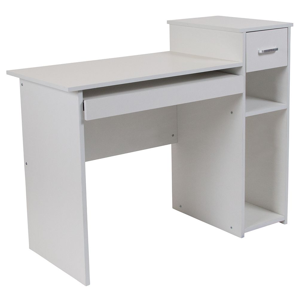 Emma and Oliver White Computer Desk with Shelves and Drawer