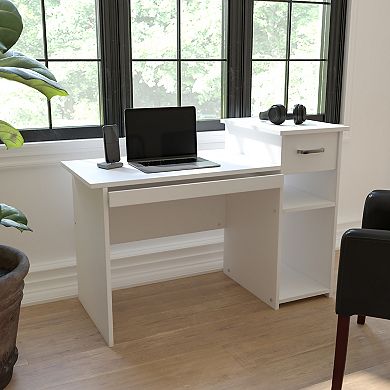 Emma and Oliver White Computer Desk with Shelves and Drawer