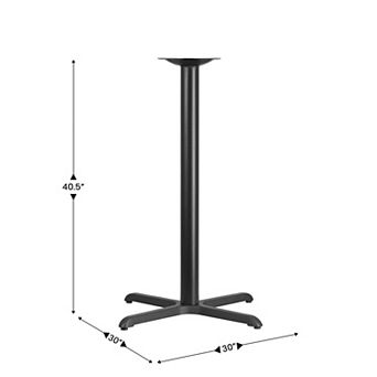 Emma and Oliver 30" x 30" Restaurant Table X-Base with 3" Dia. Bar Height Column