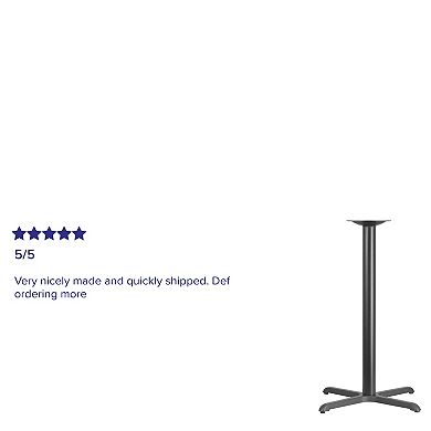 Emma and Oliver 30" x 30" Restaurant Table X-Base with 3" Dia. Bar Height Column