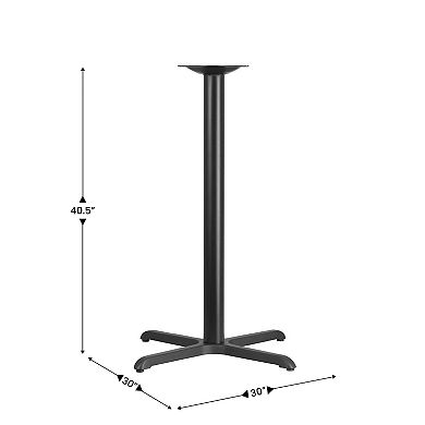 Emma and Oliver 30" x 30" Restaurant Table X-Base with 3" Dia. Bar Height Column