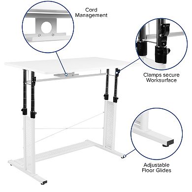 Emma and Oliver Black Height Adjustable (27.25-35.75"H) Sit to Stand Home Office Desk