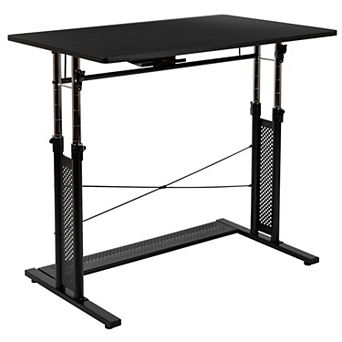 Emma and Oliver White Height Adjustable (27.25-35.75"H) Sit to Stand Home Office Desk