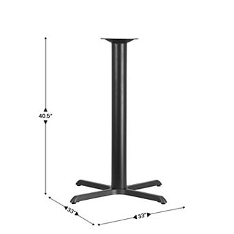 Emma and Oliver 33" x 33" Restaurant Table X-Base with 4" Dia. Bar Height Column