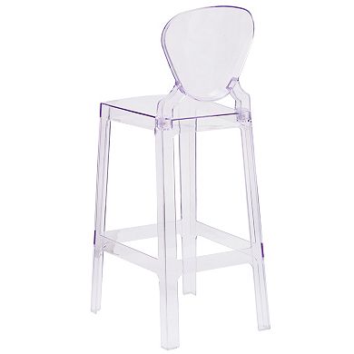 Emma and Oliver Ghost Barstool with Tear Back in Transparent Crystal