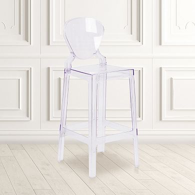 Emma and Oliver Ghost Barstool with Tear Back in Transparent Crystal