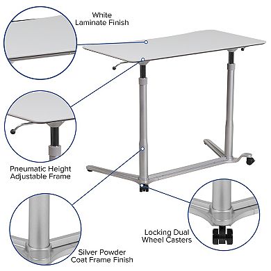 Emma and Oliver Sit-Down, Stand-Up Light Gray Computer Ergonomic Desk