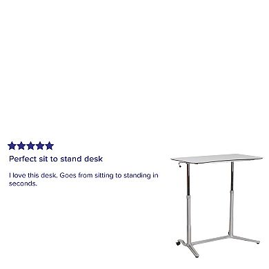 Emma and Oliver Sit-Down, Stand-Up Light Gray Computer Ergonomic Desk