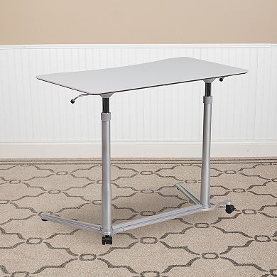 Emma and Oliver Sit-Down, Stand-Up Light Gray Computer Ergonomic Desk