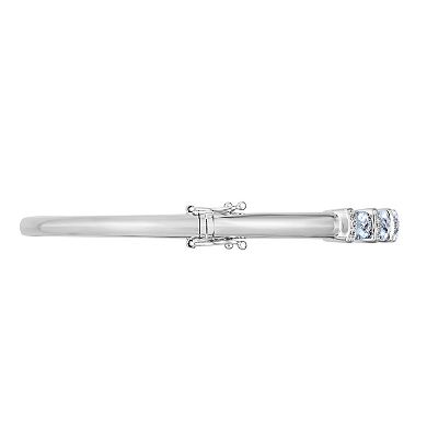 Sterling Silver Aquamarine & Diamond Accent Bangle Bracelet