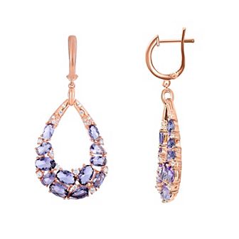 Rose Gold Tone Sterling Silver Cubic Zirconia Teardrop Earrings