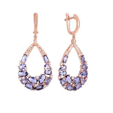 Rose Gold Tone Sterling Silver Cubic Zirconia Teardrop Earrings