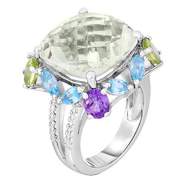 Sterling Silver Multi Gemstone Ring