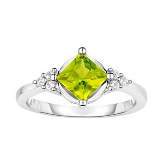 Sterling Silver Peridot & White Topaz Ring