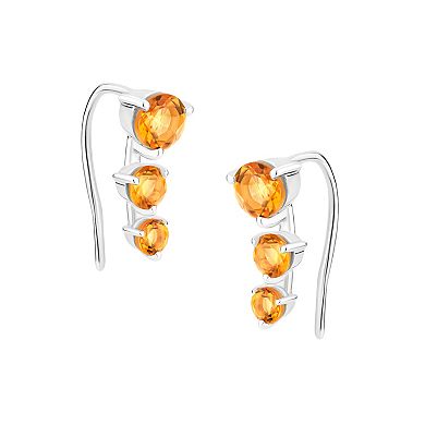 Gemistry 14k White Gold Citrine Climber Earrings