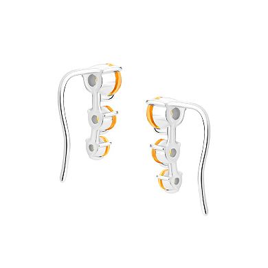Gemistry 14k White Gold Citrine Climber Earrings