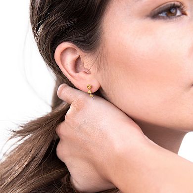 Gemistry 14k White Gold Citrine Climber Earrings