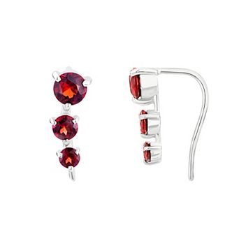Gemistry 14k White Gold Garnet Climber Earrings