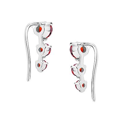 Gemistry 14k White Gold Garnet Climber Earrings