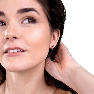 Gemistry 14k White Gold Garnet Climber Earrings