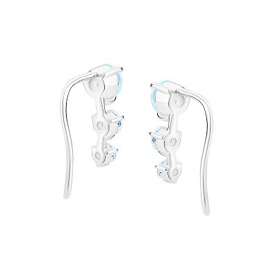 Gemistry 14k White Gold Blue Topaz Climber Earrings