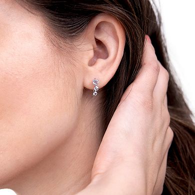 Gemistry 14k White Gold Blue Topaz Climber Earrings