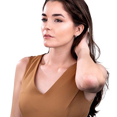 Gemistry 14k White Gold Blue Topaz Climber Earrings