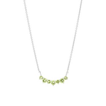 Gemistry 14k White Gold 7-Stone Peridot Necklace