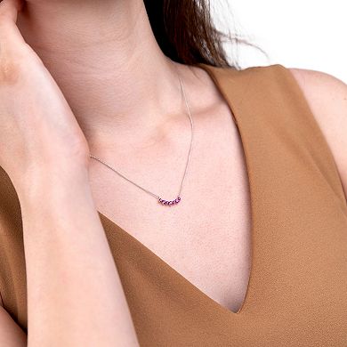 Gemistry 14k White Gold 7-Stone Rhodolite Necklace